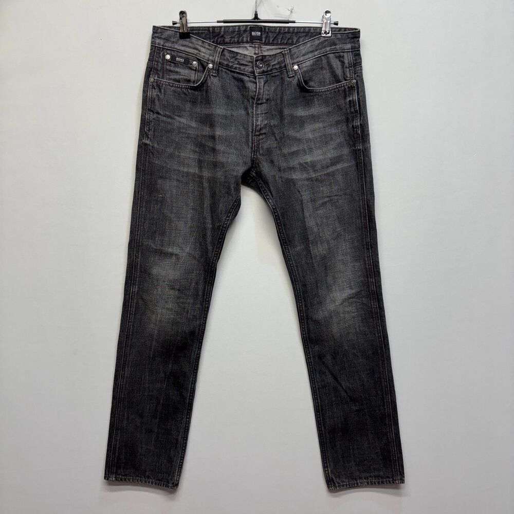 Hugo Boss Men Delaware Slim Fit Jeans Size 34x32 Black Denim D119 -16